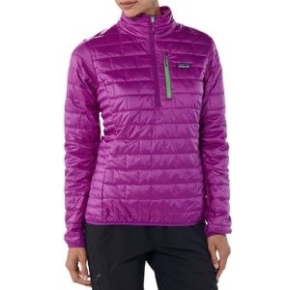 PATAGONIA Women’s Nano Puff Primasoft Pullover Ikat Purple 1/4 zip size XS